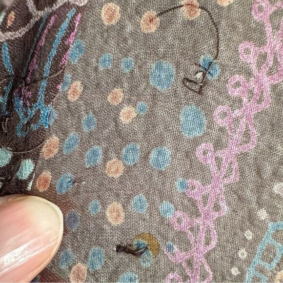 Y2K VTG Frech Connection 100% Silk Sequin Front Tie Blouse Festival Boho Sheer - Picture 11 of 11